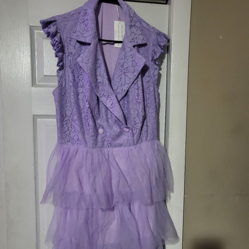 3 tier tulle lavendar dress